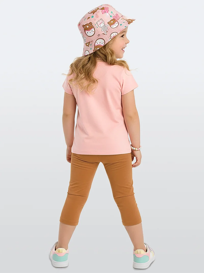 دينوكيدس طقم فتيات تي شيرت وسروال ضيق بتصميم دب